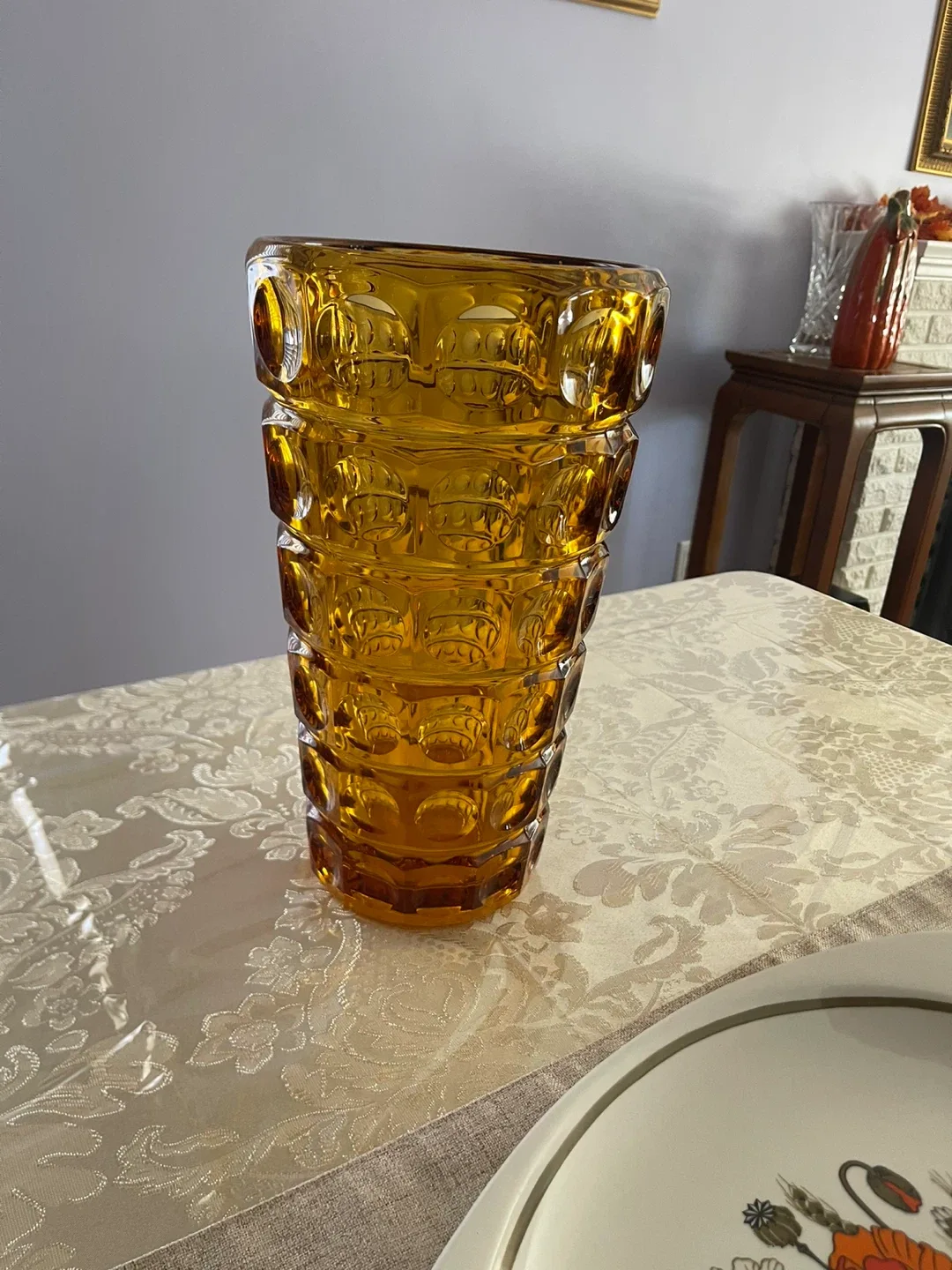 Vintage Frantisek Peceny Amber Lens Vase image indicator(3)