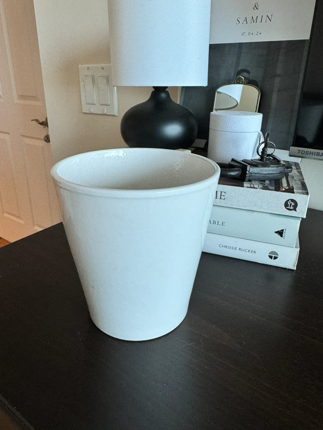 White Ceramic Flower Pot thumbnail