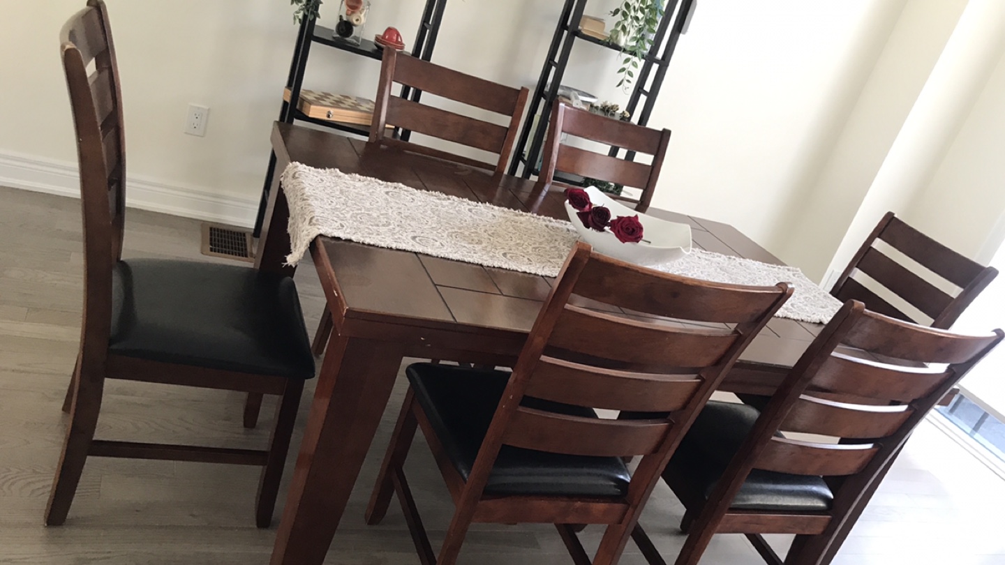 Dining Table with 6 Chairs - Wood Finish - photo 2