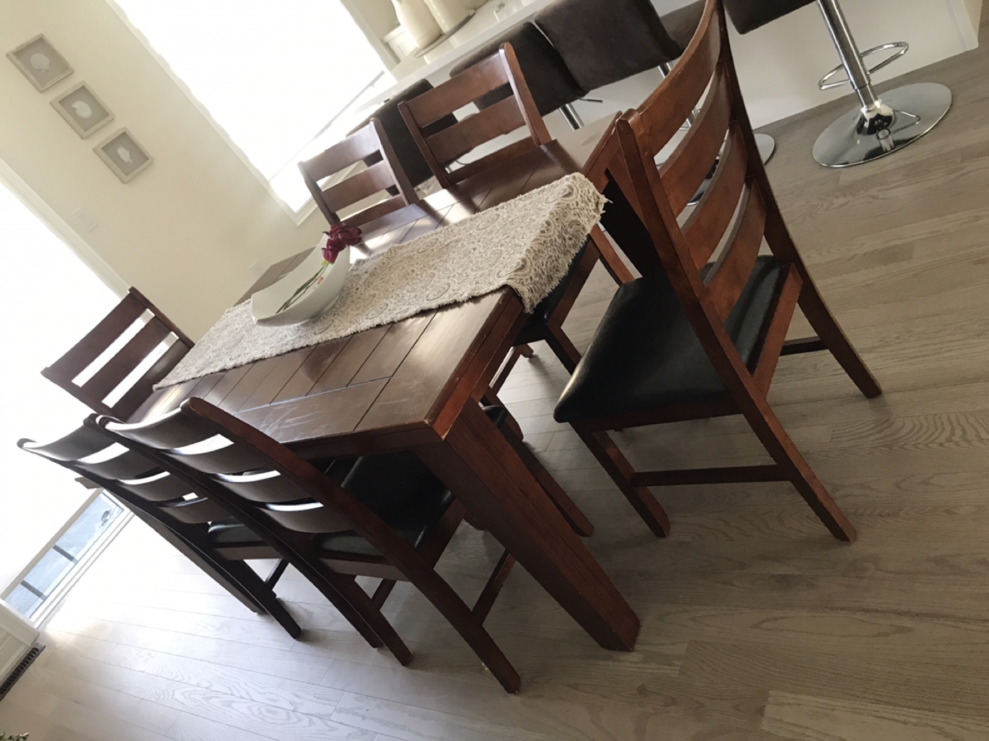 Dining Table with 6 Chairs - Wood Finish