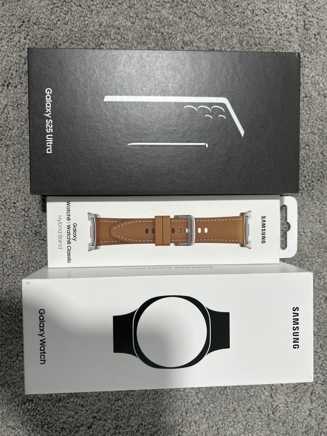 Samsung S25 Ultra and Samsung galaxy watch 8 classic.