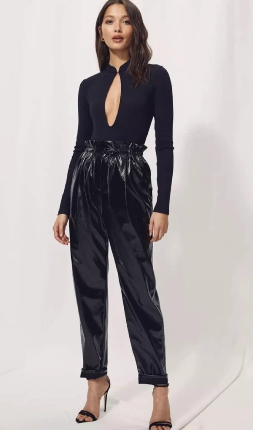 Wilfred Black Paperbag Patent Leather Pants - Size XS thumbnail