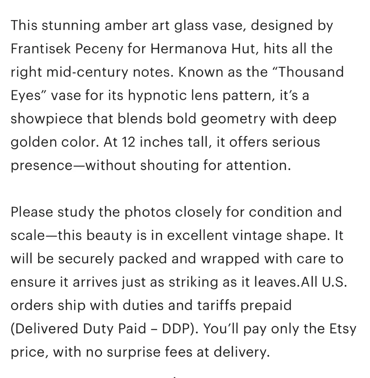 Vintage Frantisek Peceny Amber Lens Vase image indicator(10)