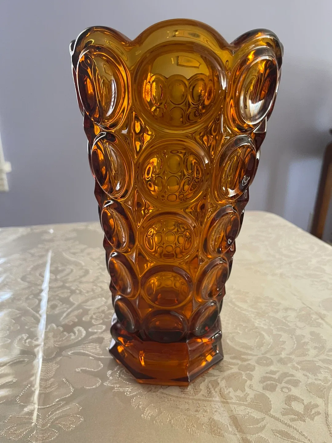 Vintage Amber Moon and Stars Vase image indicator(3)