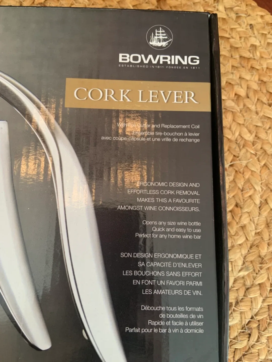 Bowring Cork Lever Wine Opener - NEW image indicator(2)