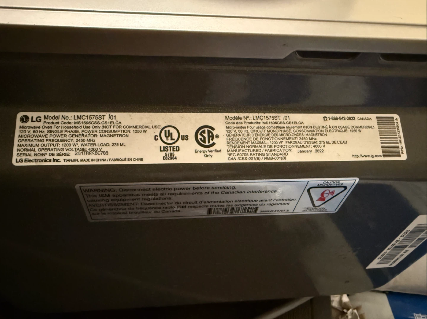 LG NeoChef Microwave Oven - Model LMC1575ST - photo 5