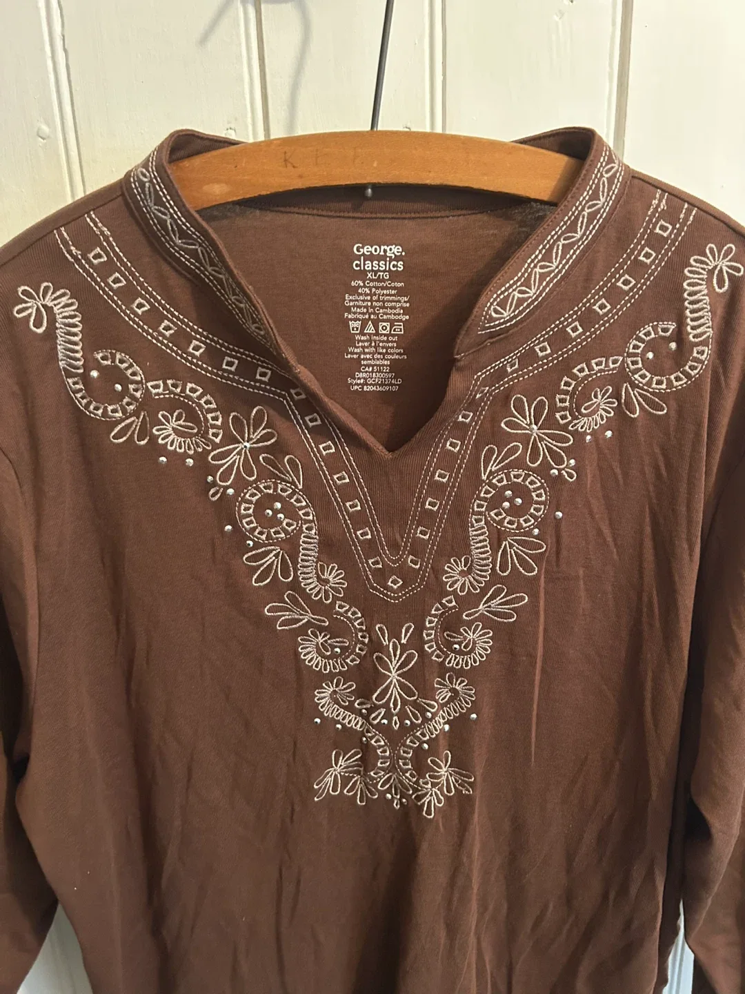 George Classics Brown Embroidered Top - XL image indicator(3)