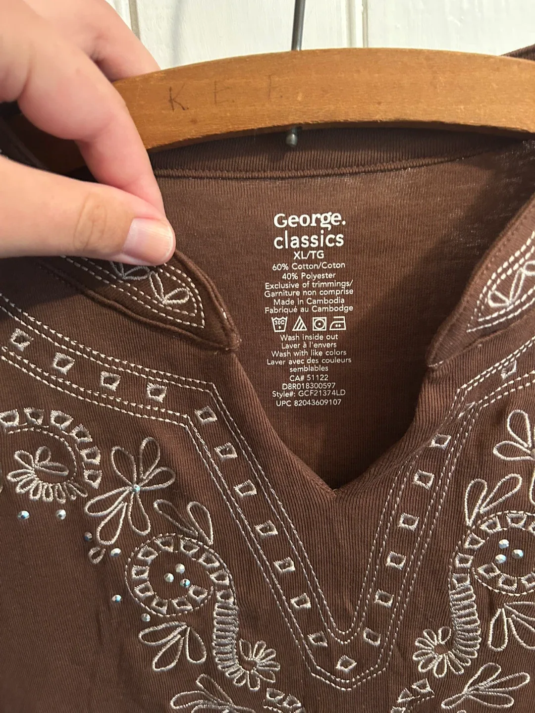 George Classics Brown Embroidered Top - XL image indicator(4)