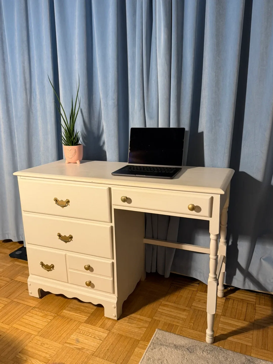 Cream Coloured Desk with Drawers thumbnail