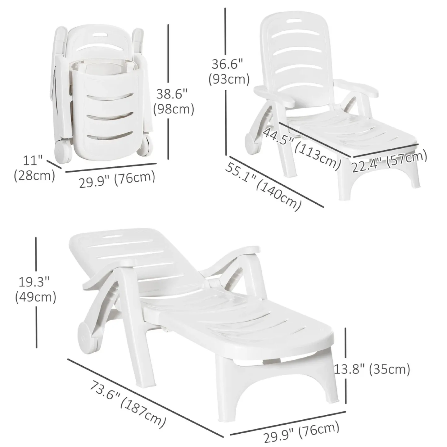 Outsunny Outdoor Lounge Chair image indicator(3)