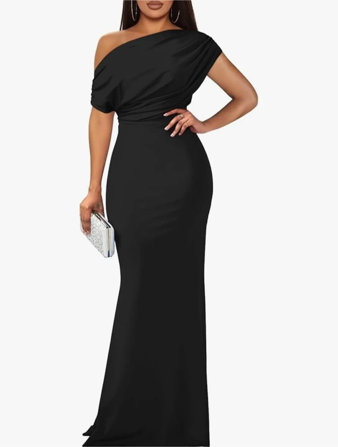 Black Off-Shoulder Evening Dress, Size M thumbnail