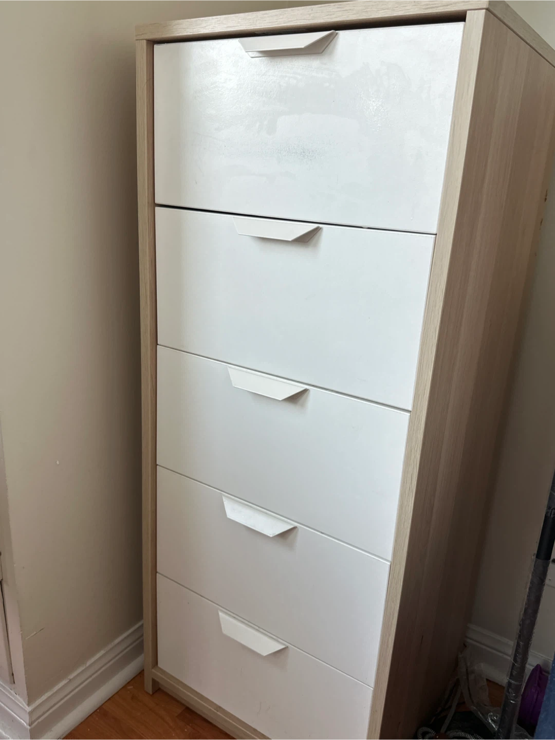 Tall 5-Drawer Dresser - White & Wood
