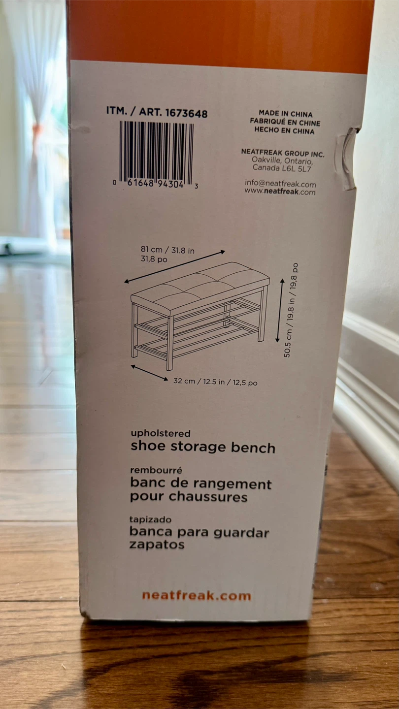 Neatfreak Upholstered Shoe Storage Bench - photo 3