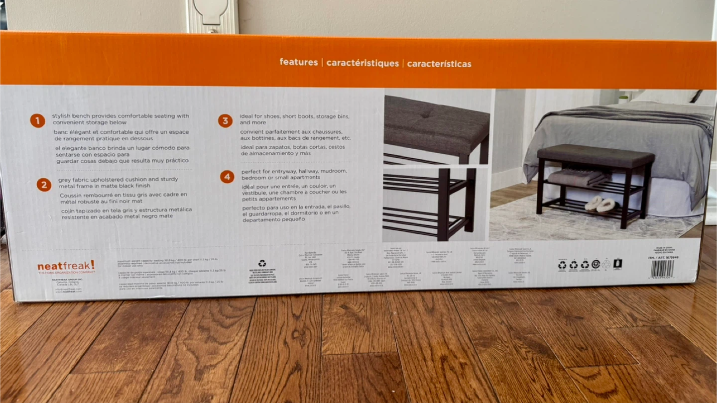 Neatfreak Upholstered Shoe Storage Bench - photo 2