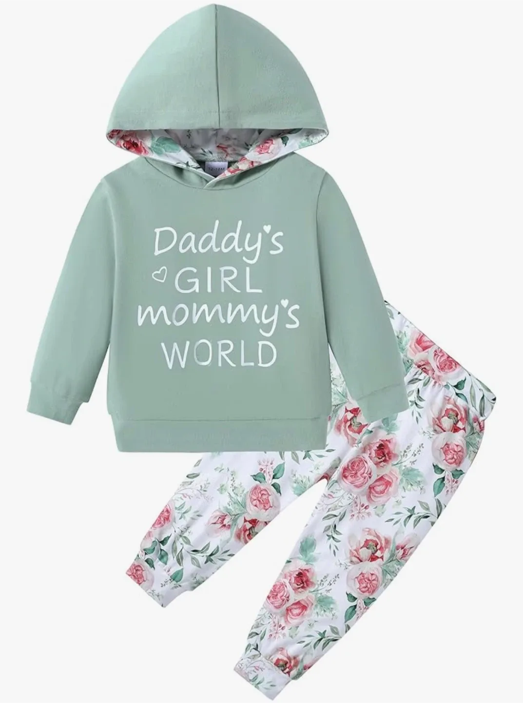 Girl's 2T-3 Floral Hoodie & Pants Set - New thumbnail