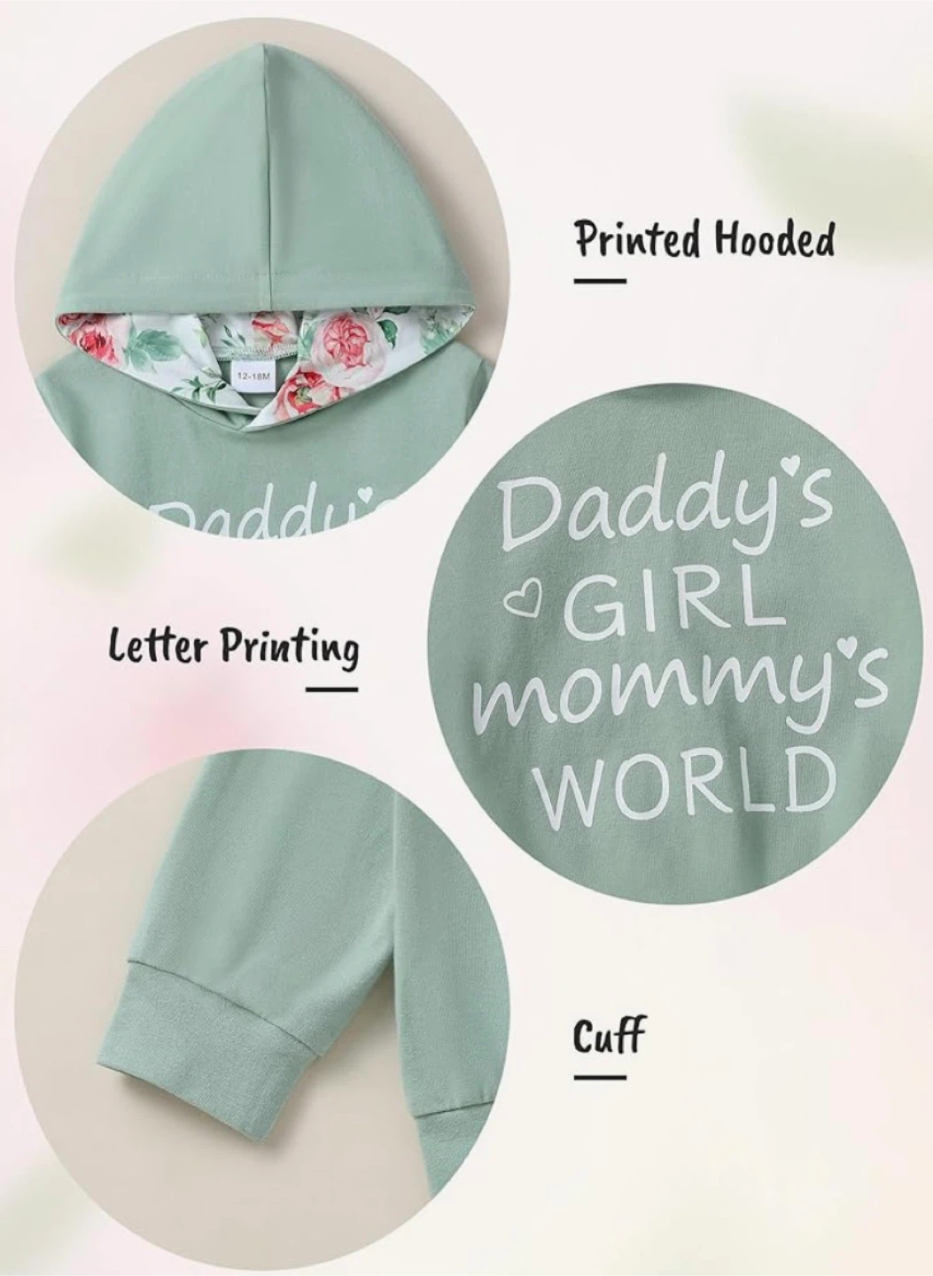 Girl's 2T-3 Floral Hoodie & Pants Set - New - photo 3