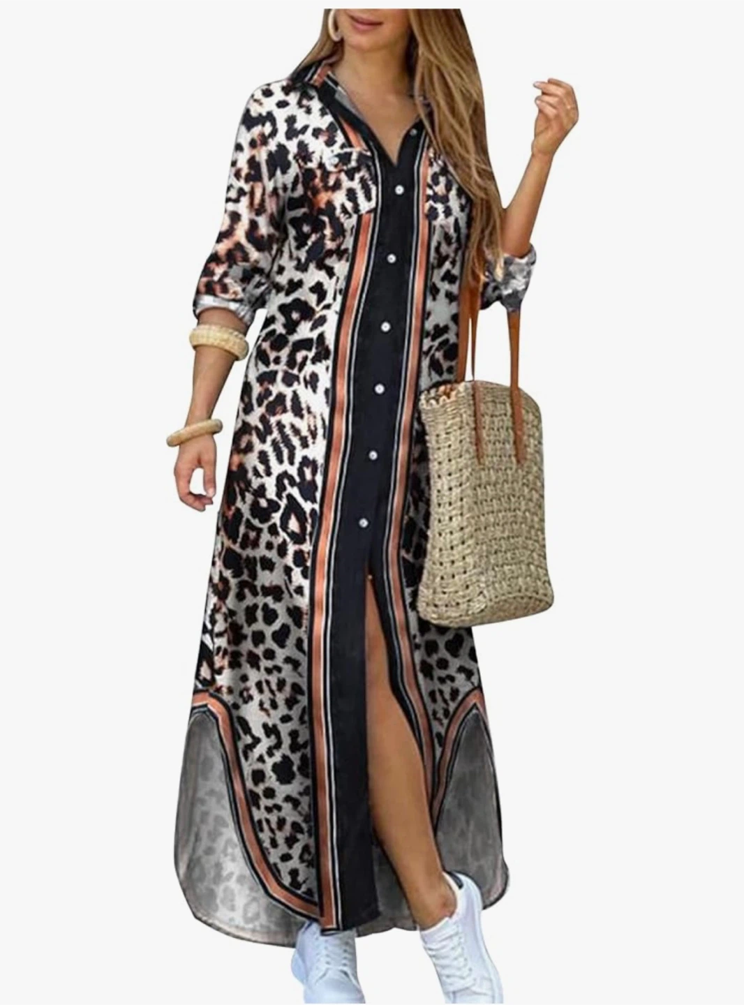 Yming Leopard Print Maxi Dress - Size Small