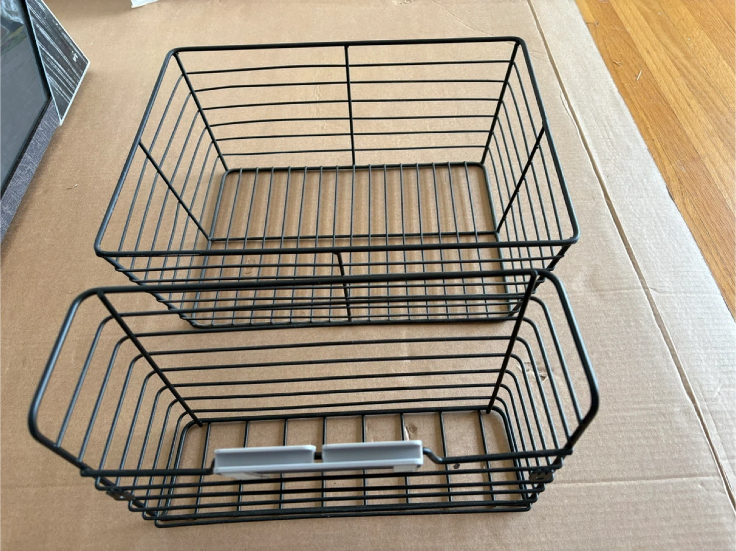Two Black Wire Storage Baskets