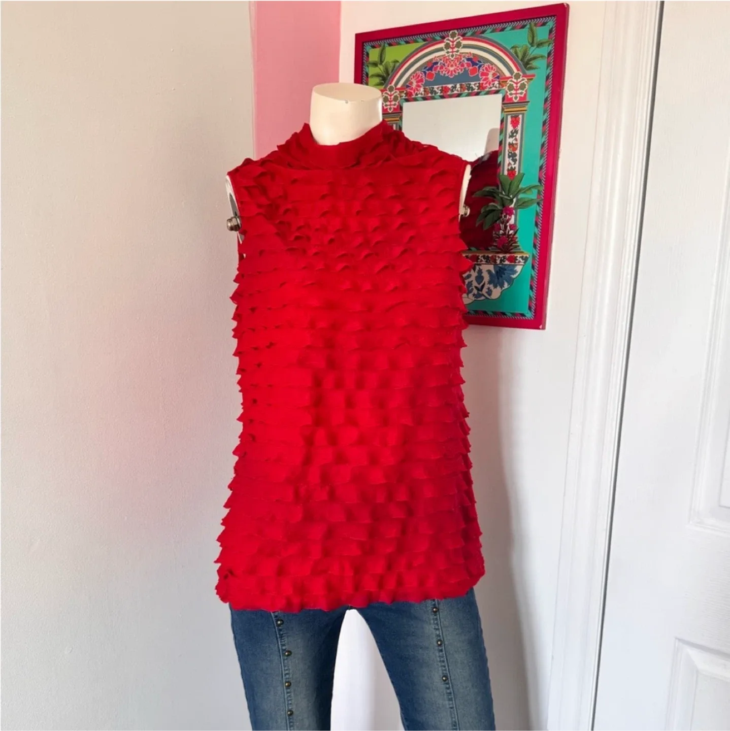 Red ruffled top with a touch of whimsy thumbnail