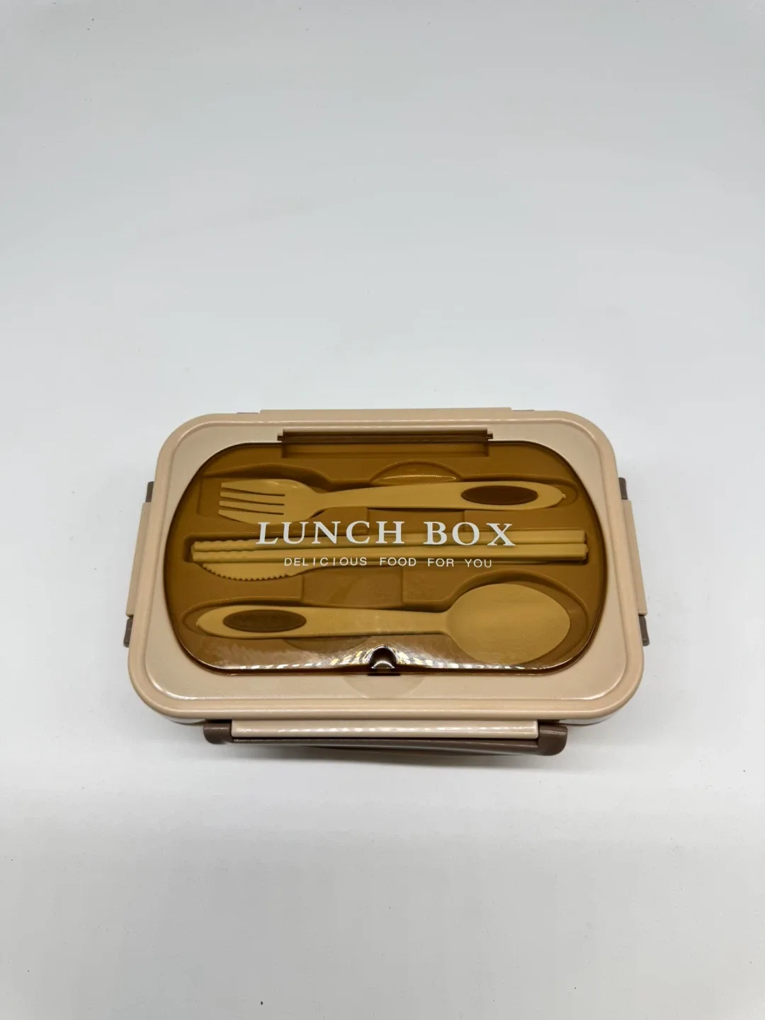Lunch Box with Utensil Set - Beige thumbnail