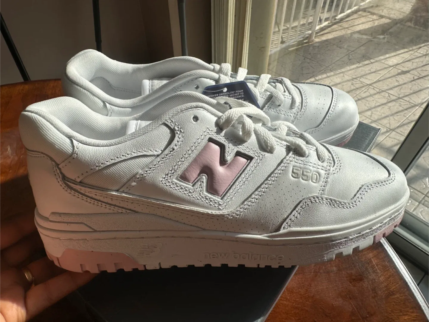 New Balance 550 White/Pink Women's Shoes image indicator(3)