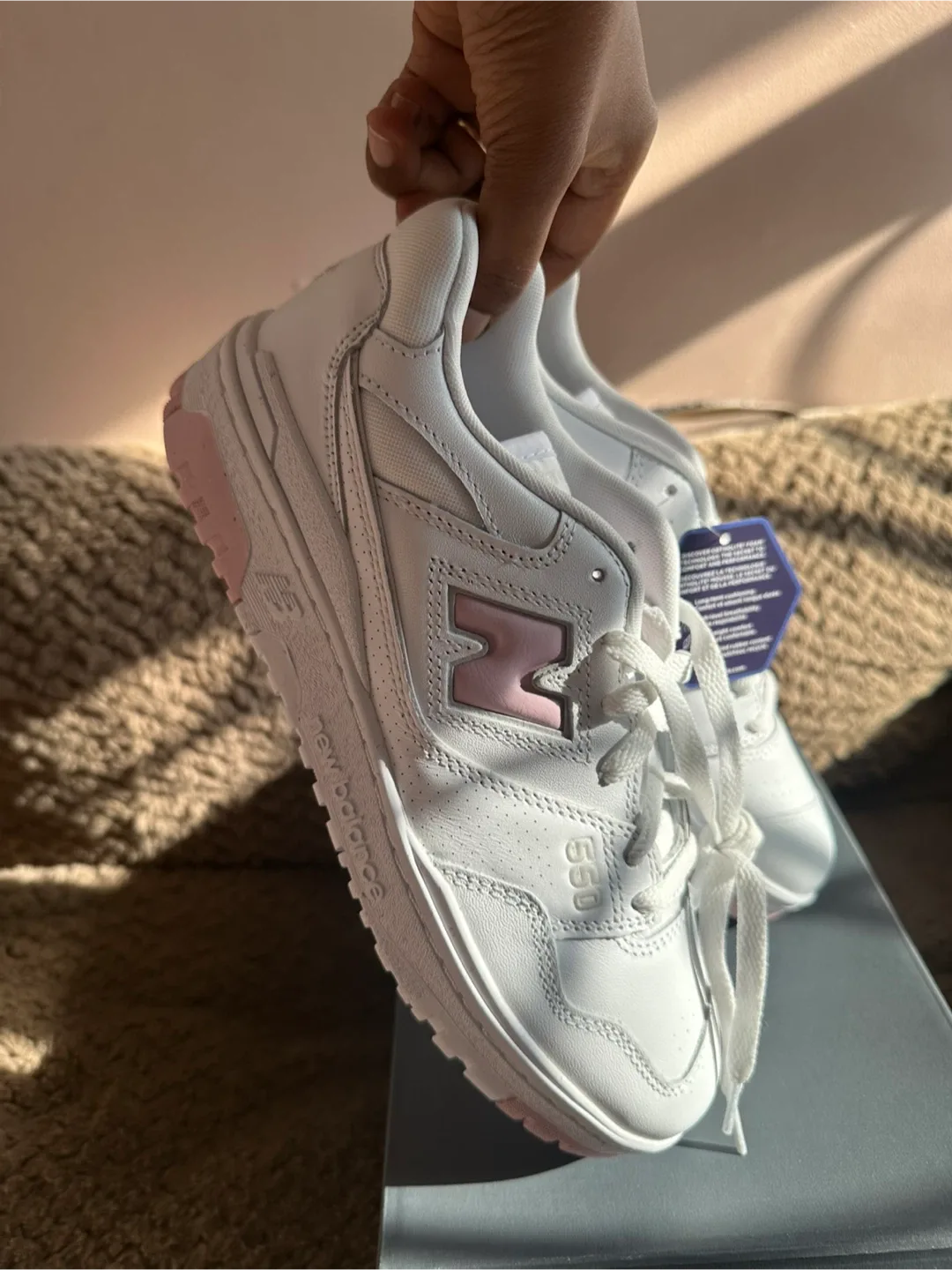 New Balance 550 White/Pink Women's Shoes image indicator(4)