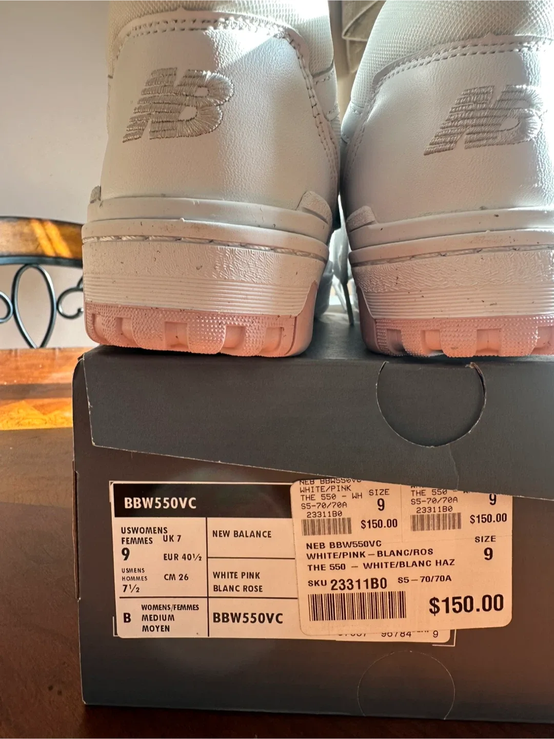 New Balance 550 White/Pink Women's Shoes image indicator(7)