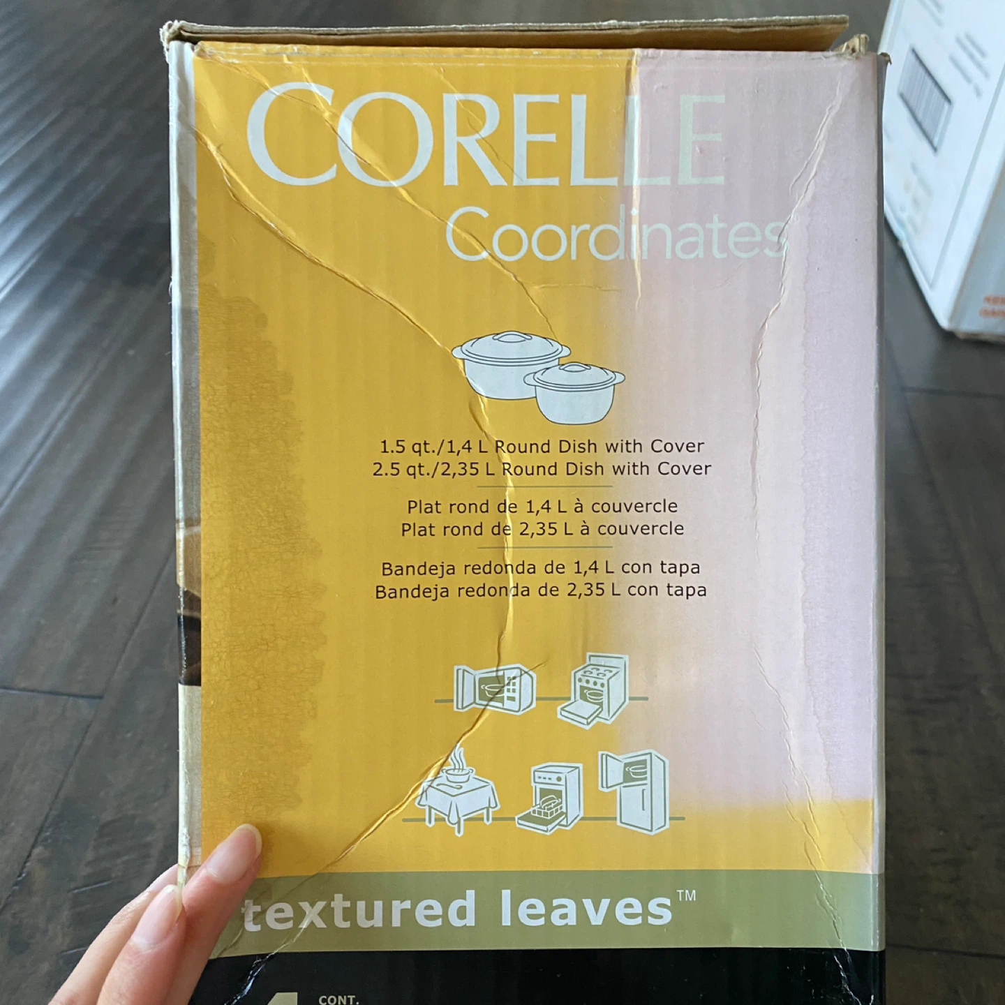 NEW CORELLE 2 Pots Textured Leaves 2.5 Qt. 1.5 Qt. W/ Lids - photo 3