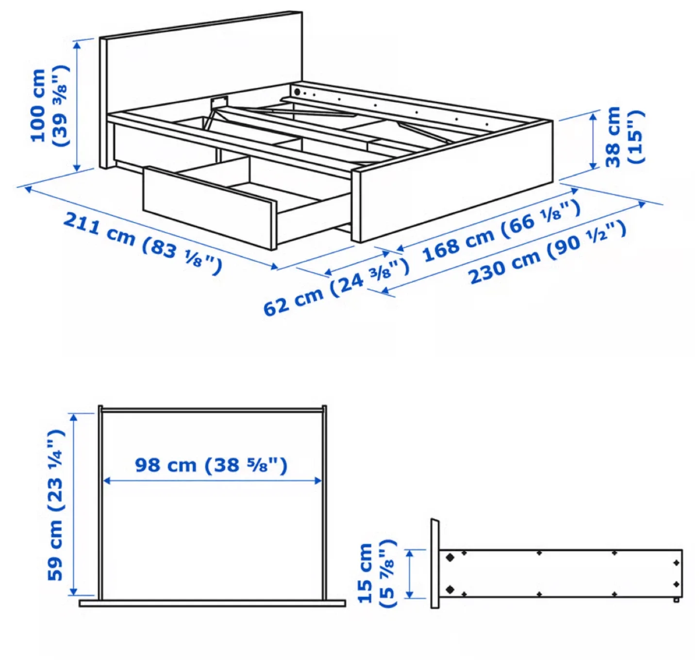 IKEA MALM Queen Size Bed Frame with Storage image indicator(2)