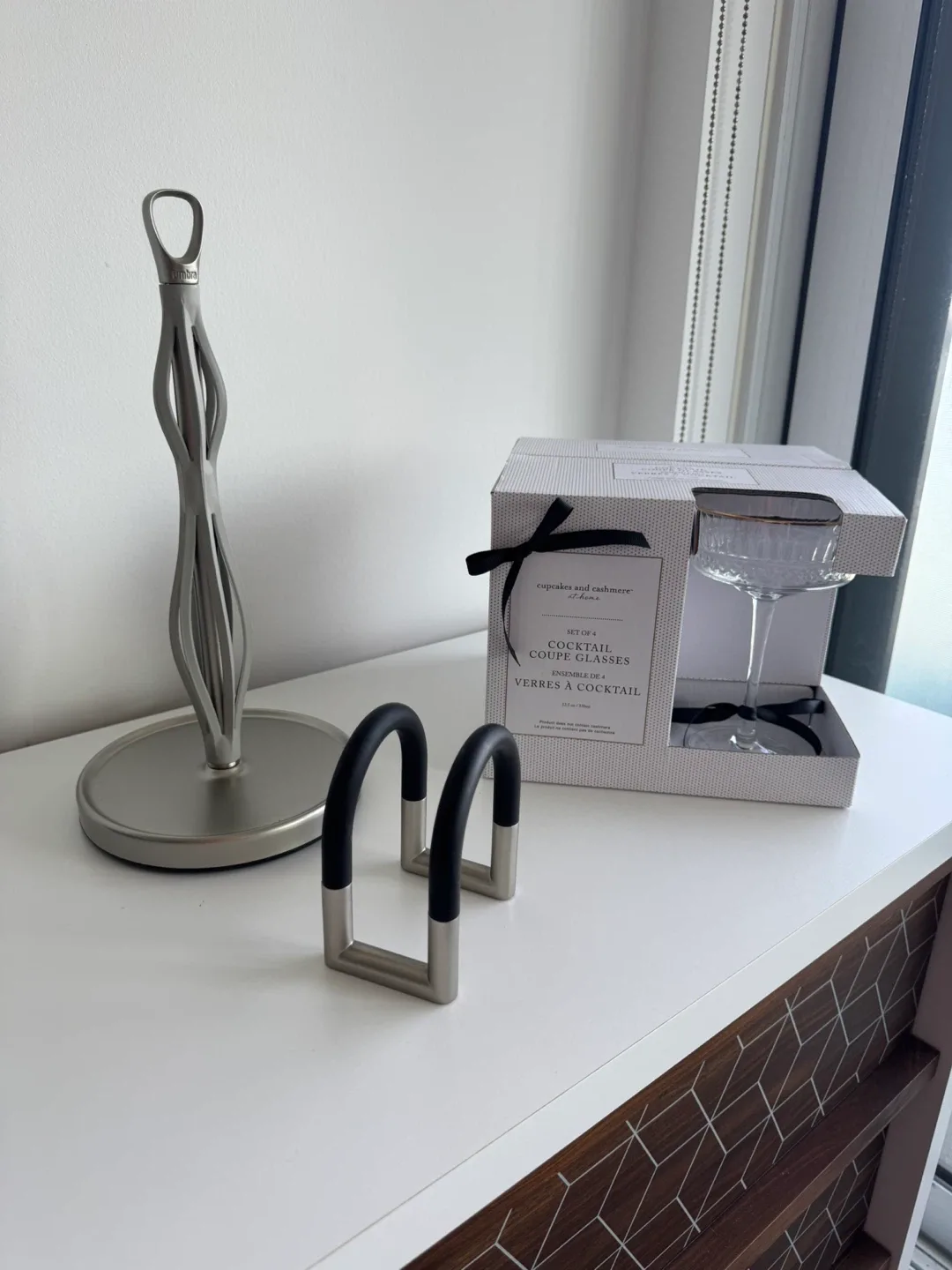 Umbra Napkin and Towel Paper Holders + Cocktail Coupe Glasses thumbnail