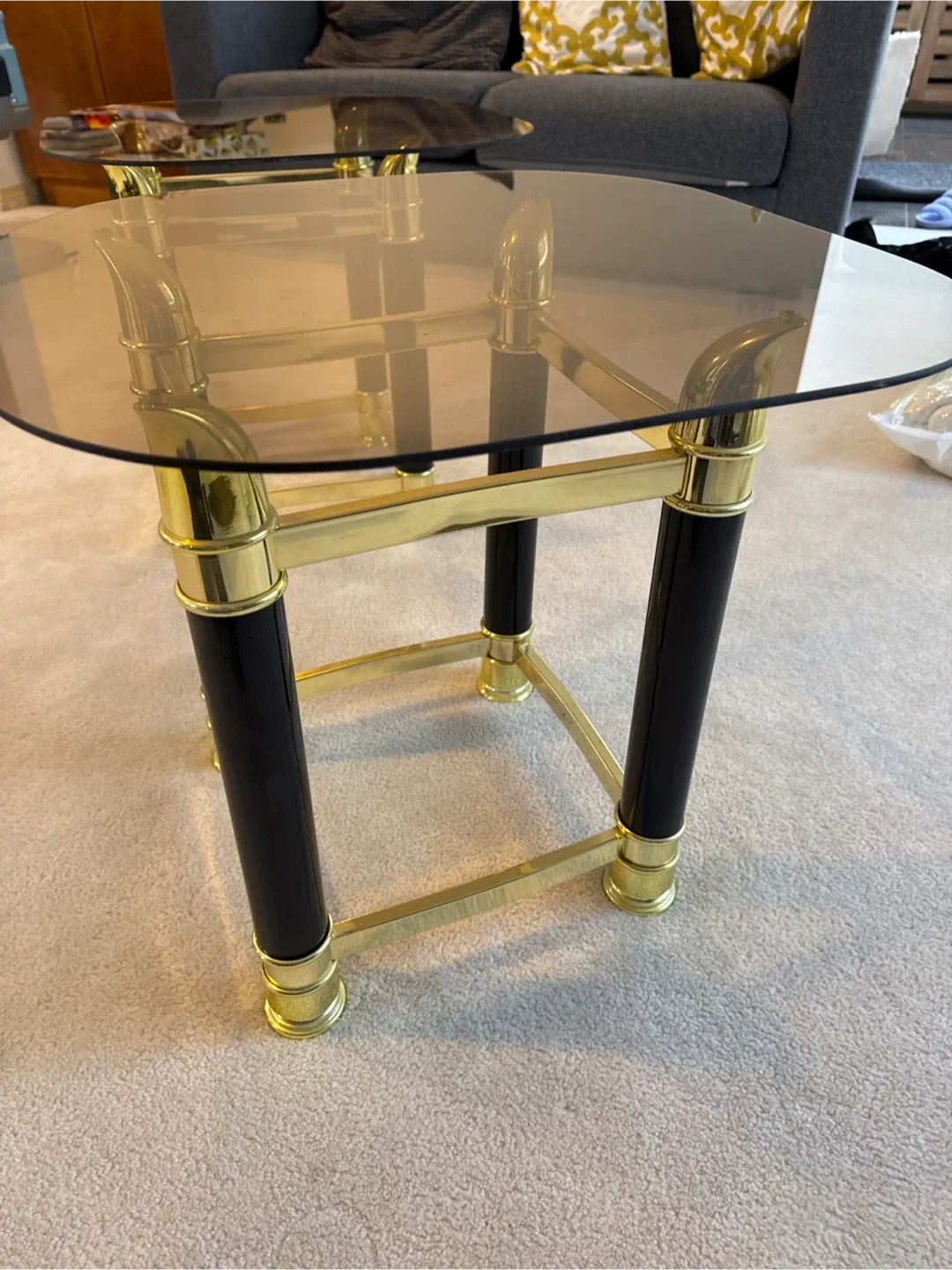 Vintage Nesting Tables - Smoked Glass & Brass Finish image indicator(2)