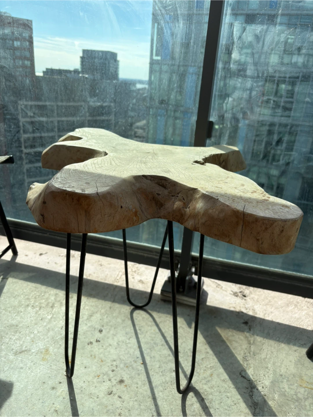 Live Edge Wood Side Table with Metal Legs