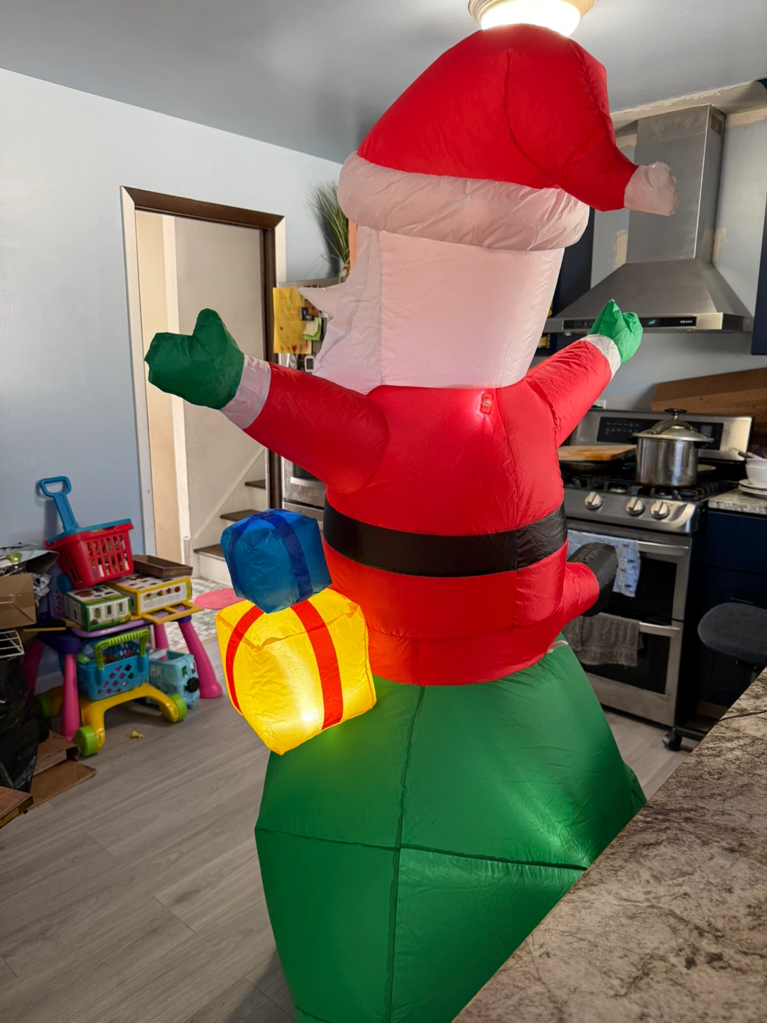 New 7Ft Inflatable Santa Riding Dinosaur check more pictures - photo 2