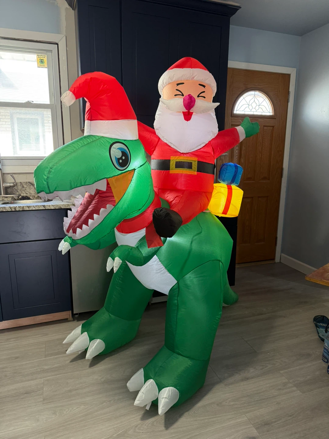 New 7Ft Inflatable Santa Riding Dinosaur check more pictures
