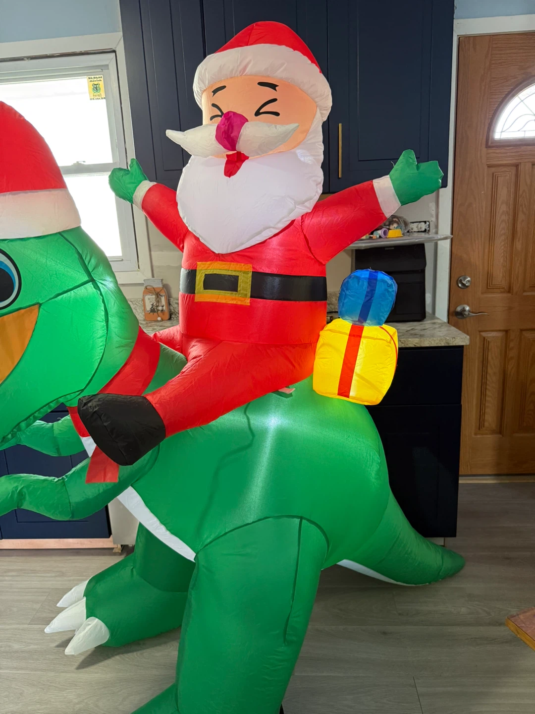 New 7Ft Inflatable Santa Riding Dinosaur check more pictures - photo 3