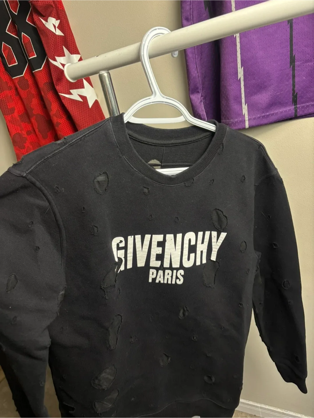 Givenchy Paris Distressed Black Sweatshirt - Size L image indicator(2)