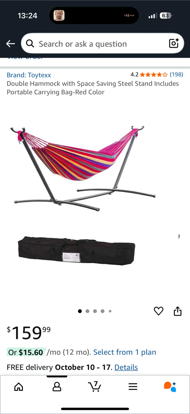 Toytexx Double Hammock with Steel Stand & Bag