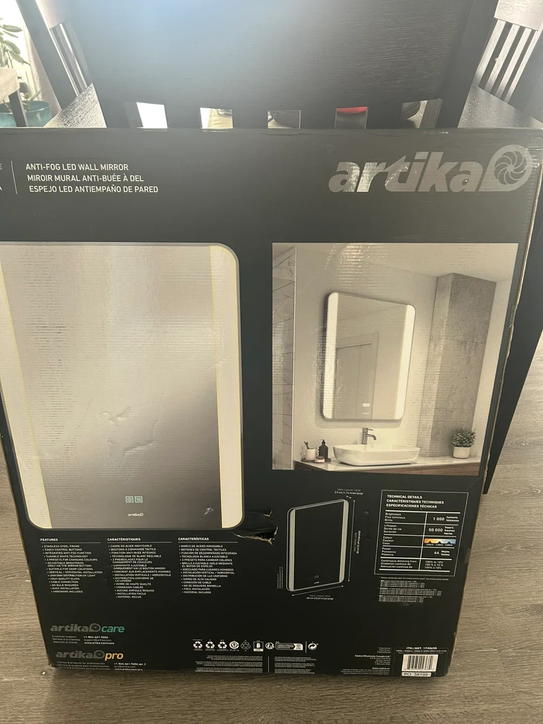 Artika Onyx Anti-Fog LED Wall Mirror - New in Box! thumbnail
