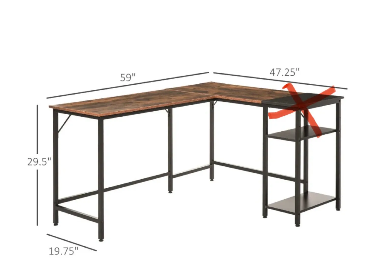 L-SHAPED COMPUTER DESK W. ADJUSTABLE STORAGE SHELF thumbnail