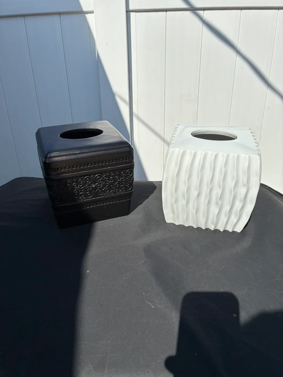 Tissue Box Cover - White and dark brown thumbnail