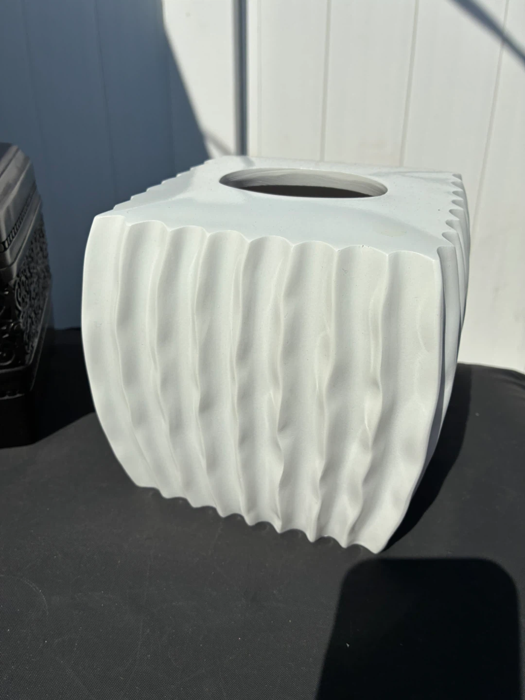 Tissue Box Cover - White and dark brown - photo 2