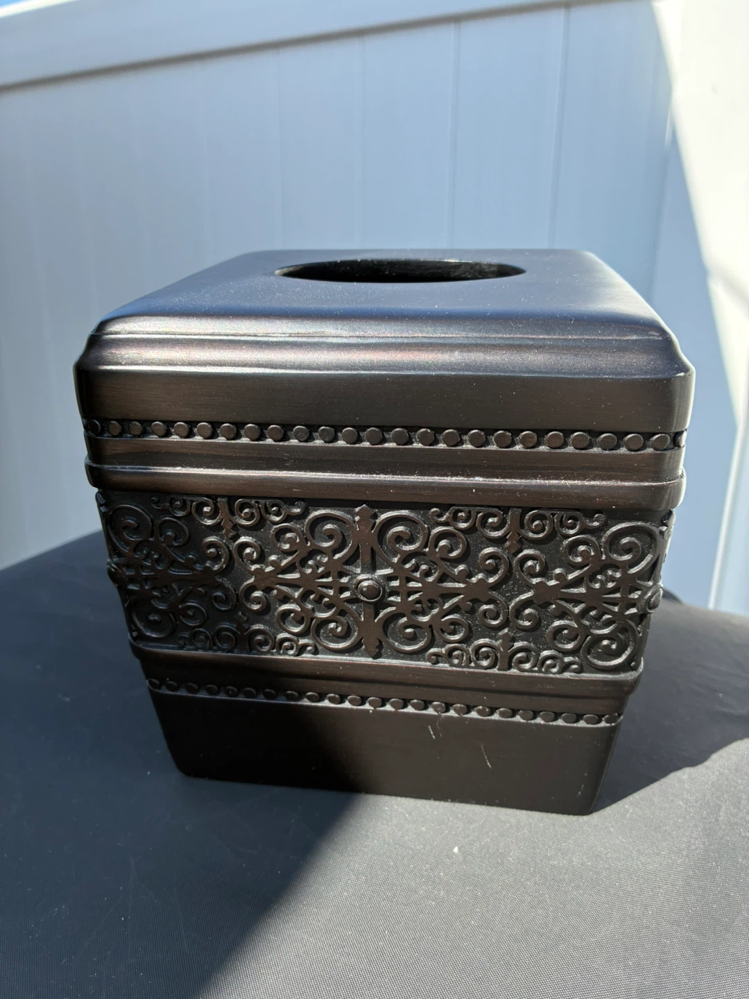Tissue Box Cover - White and dark brown - photo 3