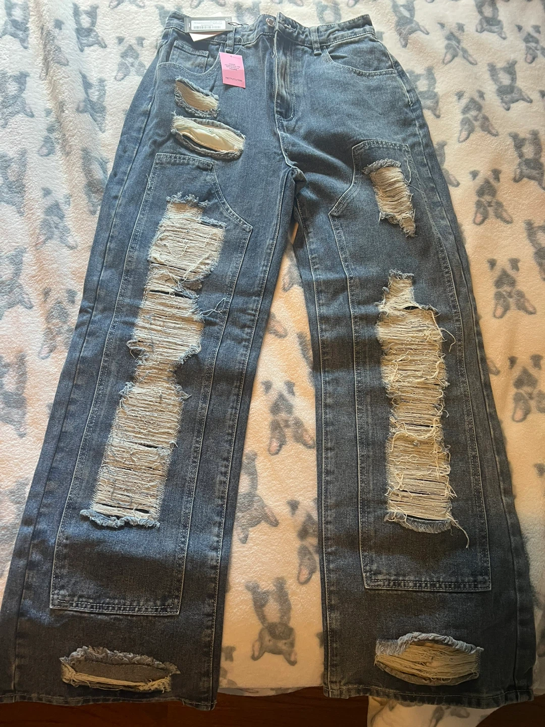 Pretty Little Thing Ripped Wide Leg Jeans