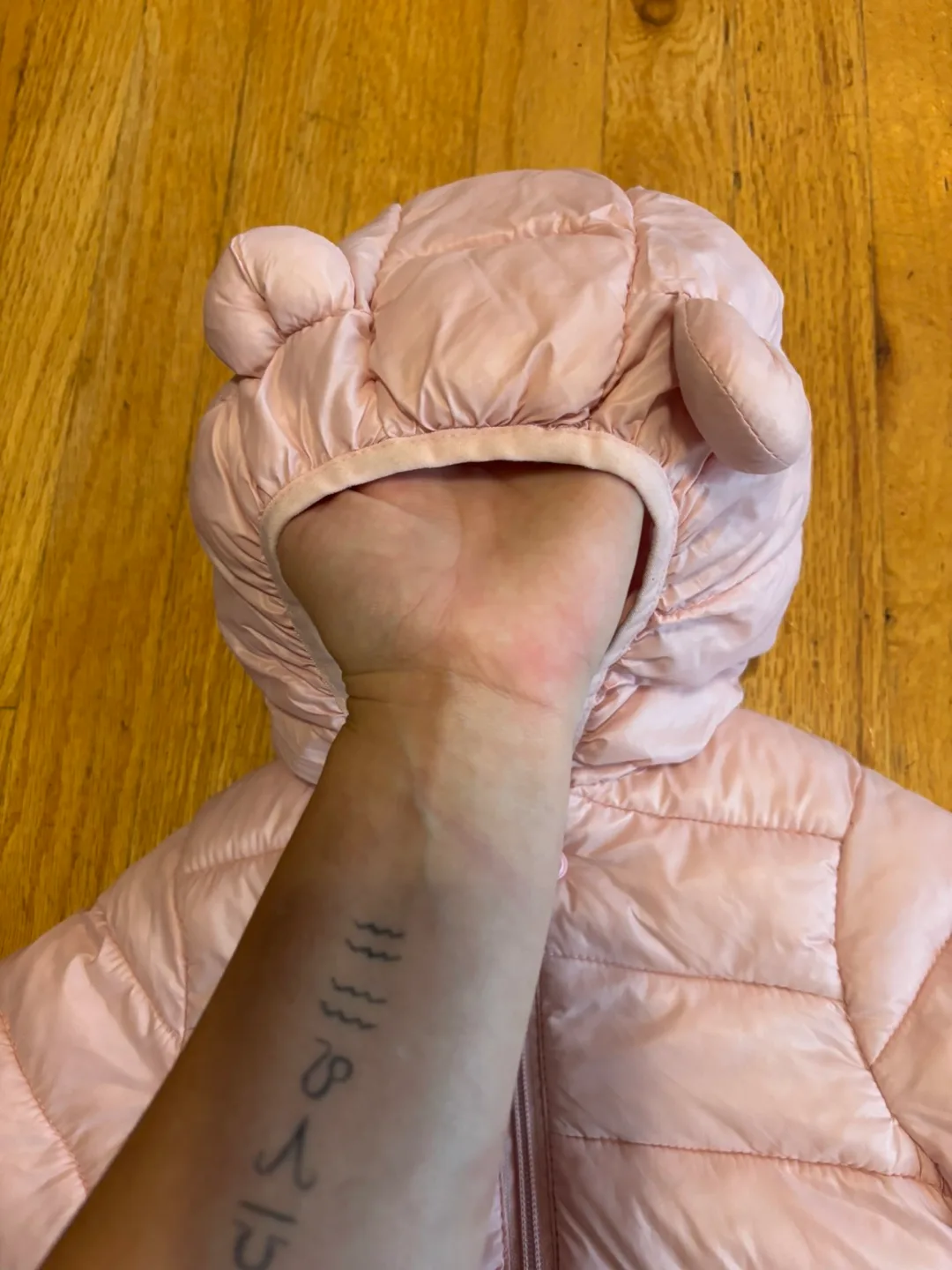 Light pink puff jacket size 3-4t Xposted image indicator(3)