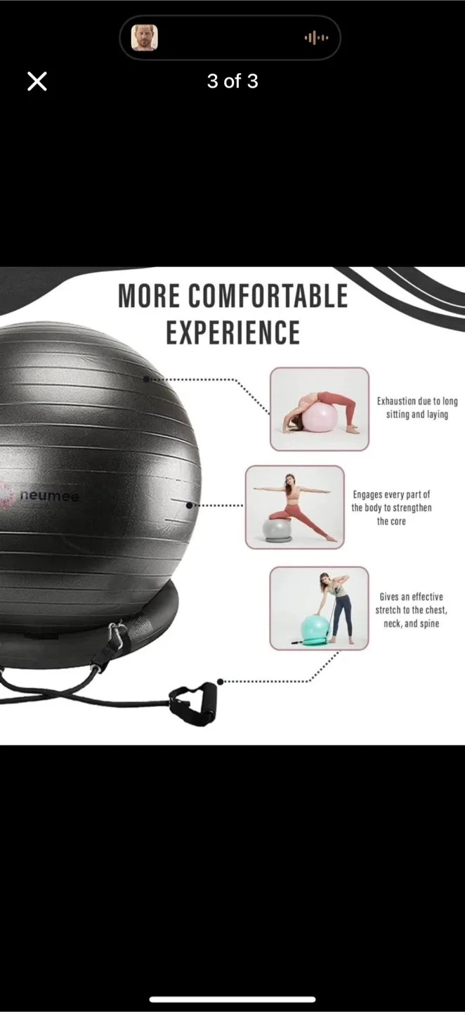 Neumee Exercise Ball with Base & Resistance Bands image indicator(3)