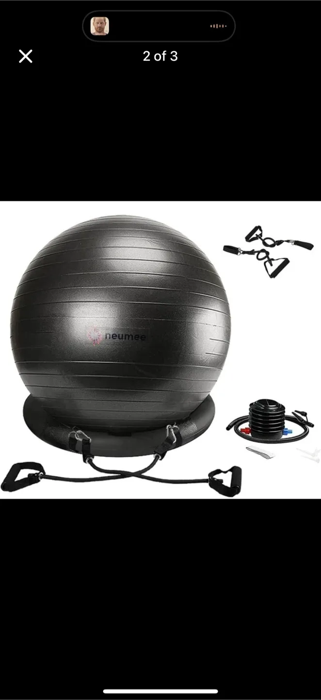 Neumee Exercise Ball with Base & Resistance Bands image indicator(2)
