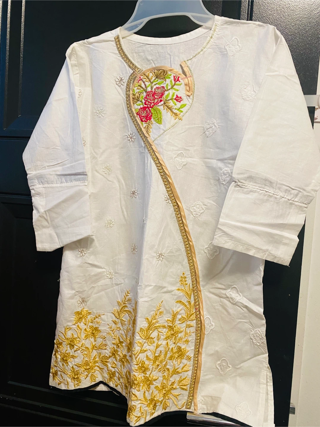 White Embroidered Tunic - Size Small