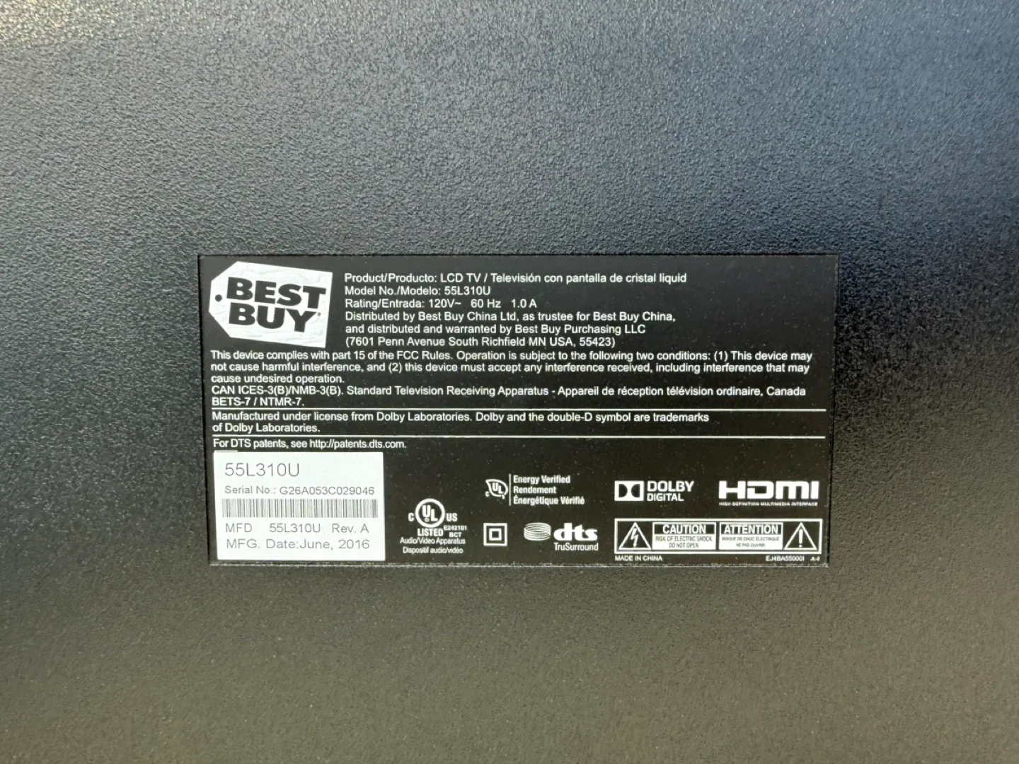 Best Buy Toshiba 55" LCD TV Model 55L310U image indicator(4)