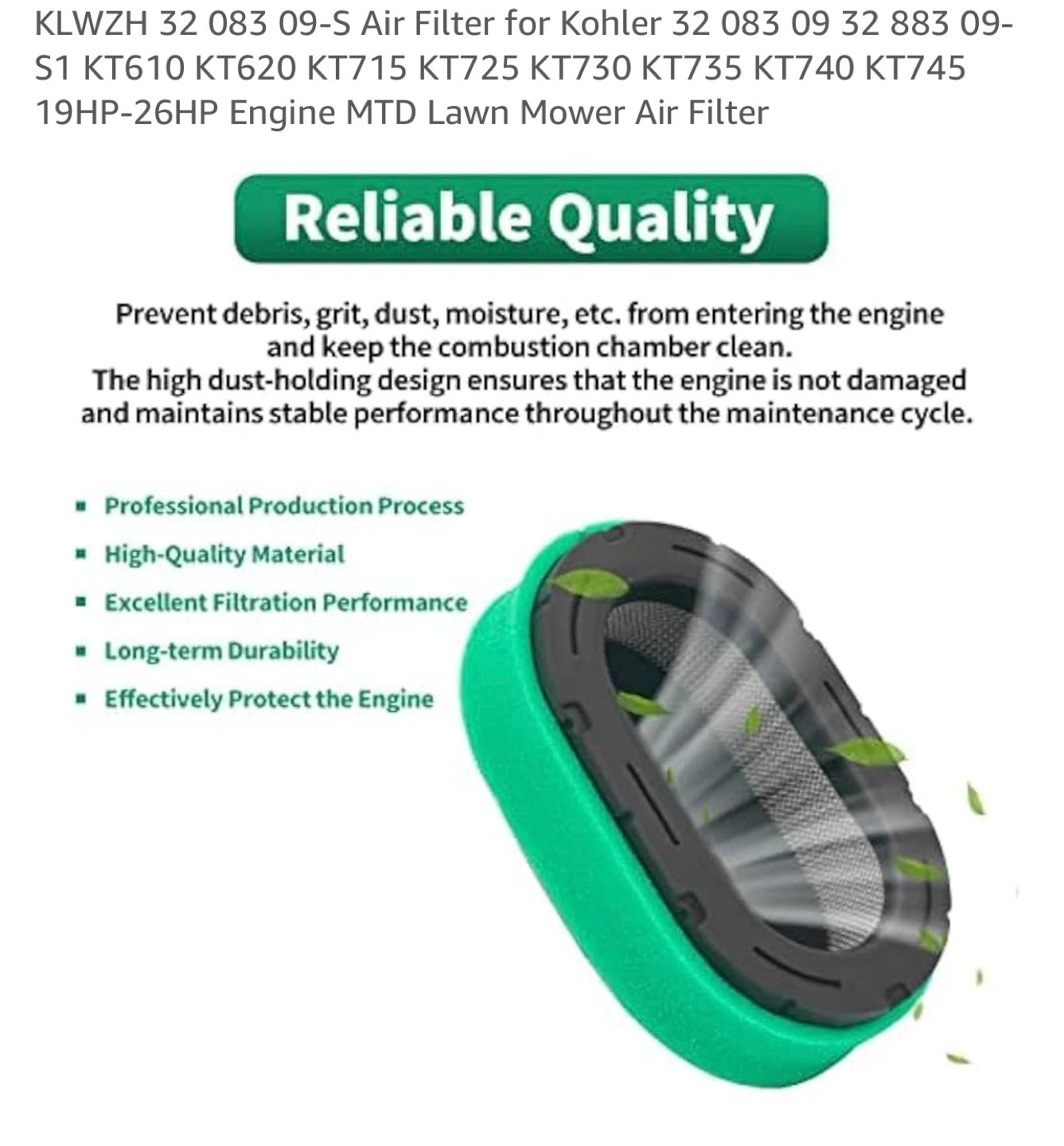 KLWZH Air Filter for Kohler Lawn Mower - photo 4