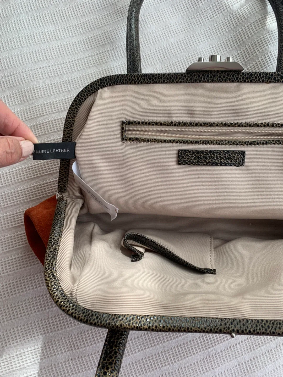 Orange Suede Leather Handbag image indicator(3)